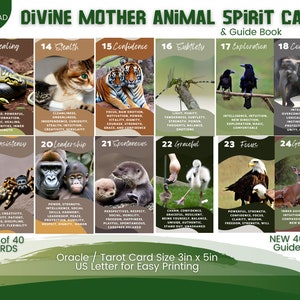PLR Divine Mother ANIMAL Spirit Oracle CARD Deck Kit - 40 cartas de tarô e um guia de 46 páginas