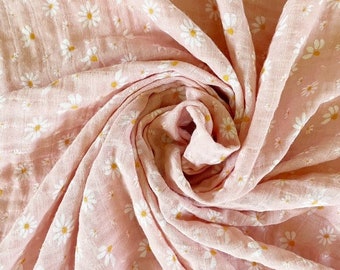 Lange de gaze pour bébé à fleurs roses, Lange DOUBLE GAZE, Lange de mousseline rose, Couverture de protection, Lange de marguerite en mousseline, Cadeau de baby shower