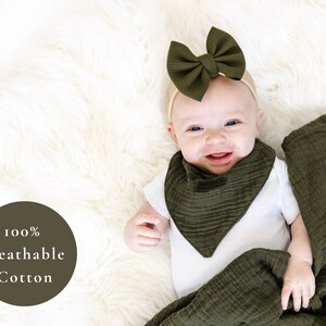 Green Baby Swaddle Blanket | Gender Neutral Muslin Swaddle | Newborn Blanket | Olive Swaddle Blanket | Newborn Baby Gift | Baby Essentials