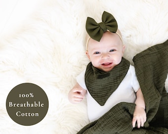 Green Baby Swaddle Blanket | Gender Neutral Muslin Swaddle | Newborn Blanket | Olive Swaddle Blanket | Newborn Baby Gift | Baby Essentials