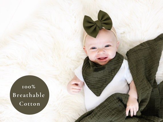 Green Baby Swaddle Blanket Gender Neutral Muslin Swaddle