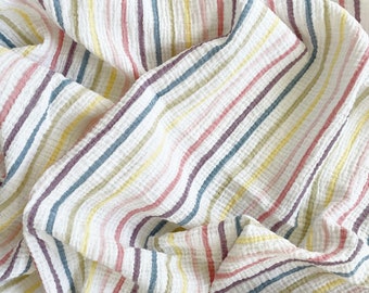 Gauze Baby Swaddle in Rainbow Stripes, DOUBLE GAUZE SWADDLE, Muslin Swaddle, Receiving Blanket, Rainbow Swaddle, Rainbow Double Gauze