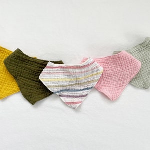 Gauze Baby Bibs, Bandana Bib, Muslin Baby Bib, Drool Bib, Absorbent Two Layers, Gender Neutral, Baby Boy, Baby Girl, Burp Cloth, Cotton Bib
