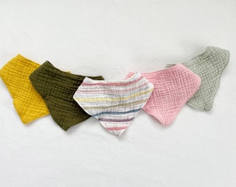 Gauze Baby Bibs, Bandana Bib, Muslin Baby Bib, Drool Bib, Absorbent Two Layers, Gender Neutral, Baby Boy, Baby Girl, Burp Cloth, Cotton Bib