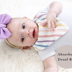 Gauze Bandana Bib | Absorbent Bandana Bib | Muslin Baby Bib | Cotton Gauze Baby Scarf | Baby Girl Shower Gift | Solid Color Baby Dribble Bib