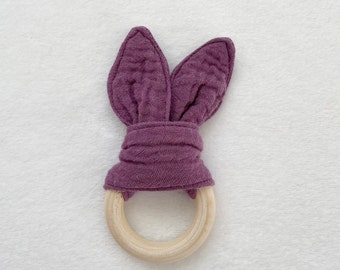 Baby Teether for Baby's 1st Easter, Easter Basket Stuffer, Baby Toy, Wooden Baby Toy, Newborn Baby Gift, Natural Baby Toy, Baby Girl Shower