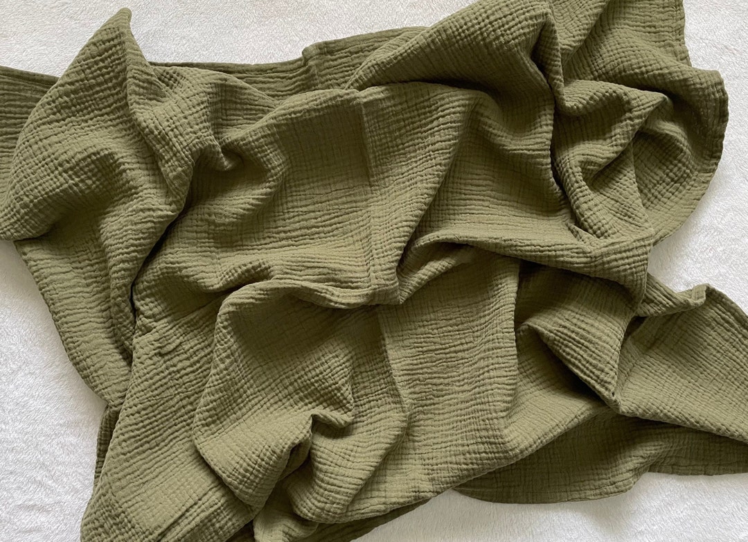 Organic muslin baby swaddle in olive green gots certified etsy