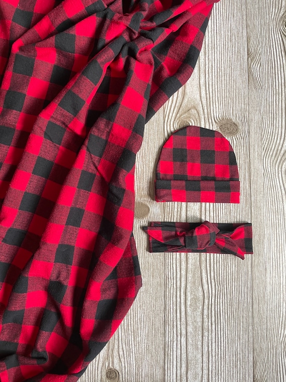 Buffalo plaid swaddle set hotsell