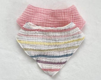 Baby Bandana Bibs | Absorbent Cotton Bibs | 4 Layer Muslin Gauze | Feeding Bib | Drooling Cover | Gender Neutral Baby Bib | Baby Girl Bib