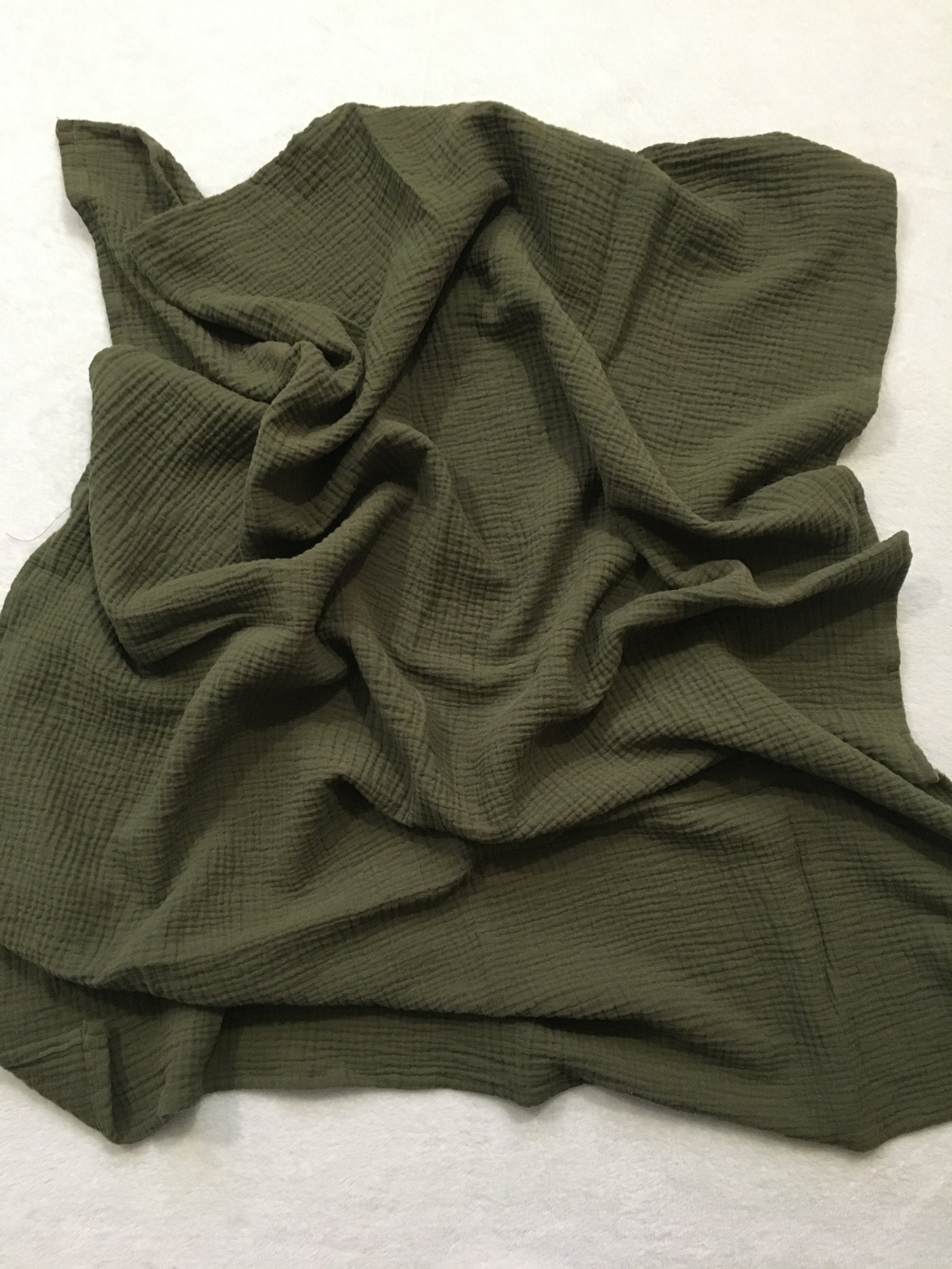 Gauze Baby Swaddle in Olive Green, DOUBLE GAUZE SWADDLE, Muslin Swadd…