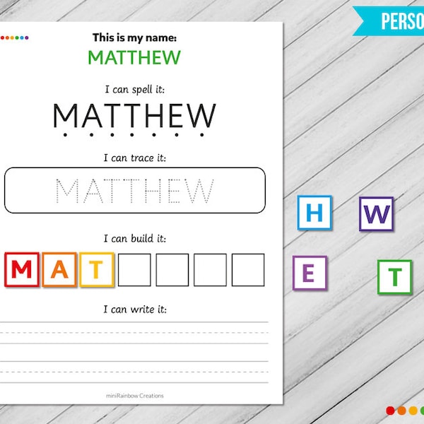 Personalized Name Tracing Uppercase Printable Worksheet,  Learning Binder, Educational Tools, Kids Activities, Learning my Name in Uppercase
