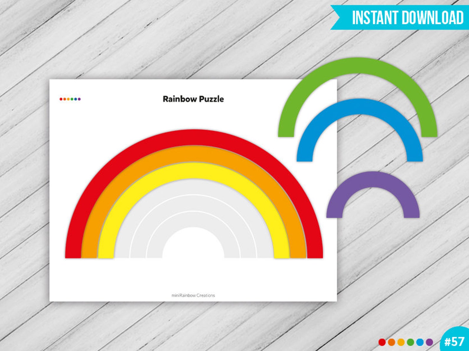 Rainbow Puzzle Printable Educational Preschool Rainbow - Etsy España