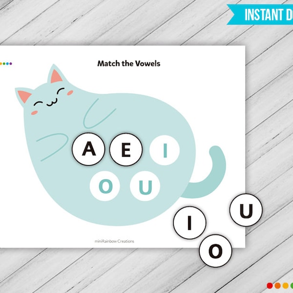 Learn the Vowels Printable Worksheet, Preschool Activities, Pre-K activities, Busy Binders, Vowels Learning, Printable Homeschool