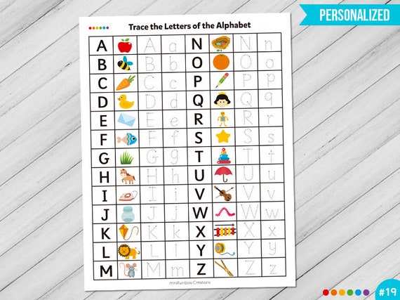 Trace the Alphabet Printable Worksheet Uppercase and | Etsy
