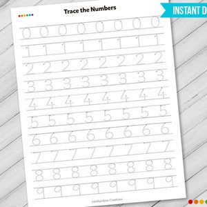 Trace the Numbers Printable Worksheet,  Printable Activity, Educational Tools, Kids Activities, Learning the Numbers, Learn to Write