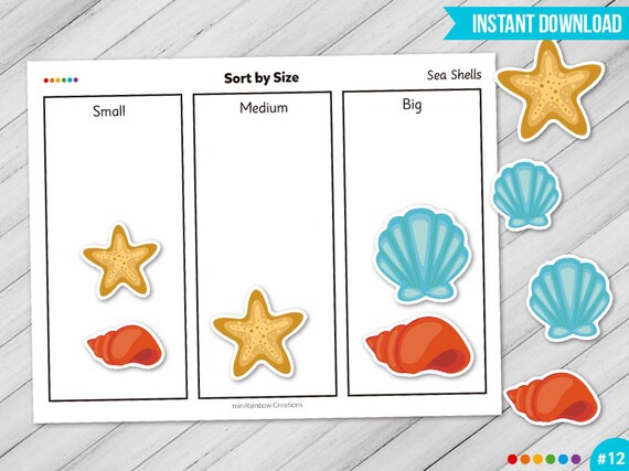 Sort by Size Printable Worksheet Homeschool Preschool | Etsy