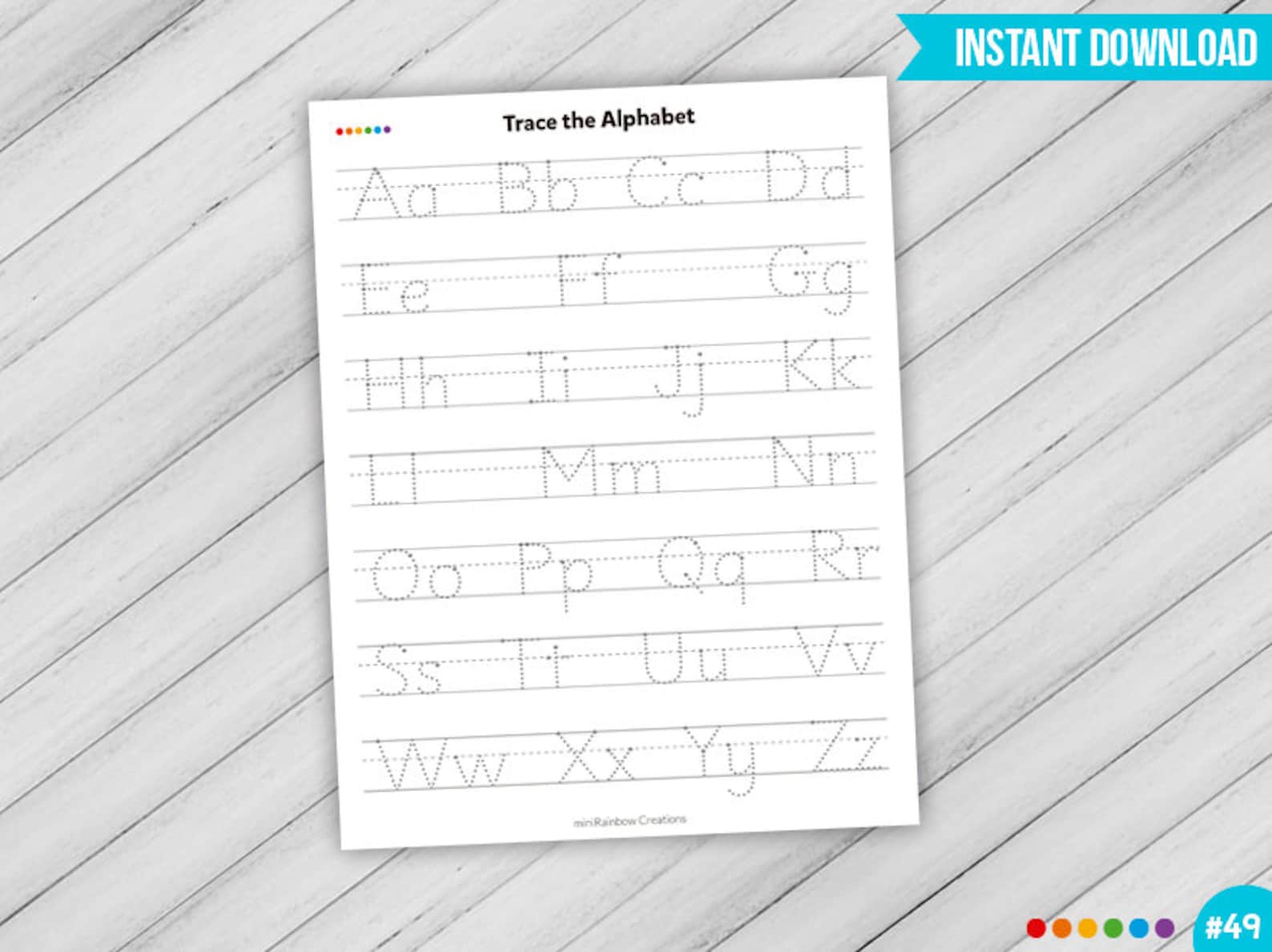 Trace the Alphabet Printable Worksheet, Printable Activity, Uppercase ...