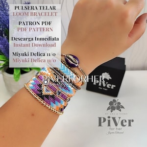 Patroon miyuki. Miyuki kralenpatroon, Miyuki loom armbandpatroon, Piverforher armband kralenpatroon.