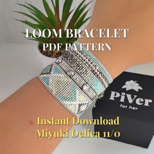 Set of 3 PDF Patterns for Miyuki Delica 11/0 Bracelets in Silver and Mint Tones | Loom Bead Bracelet Pattern