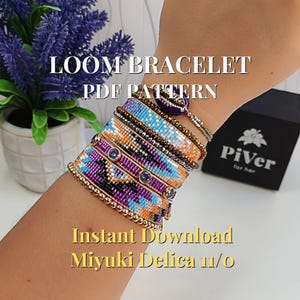 Set di 3 modelli di telaio per braccialetti colorati – Design Boho con perline Miyuki Delica