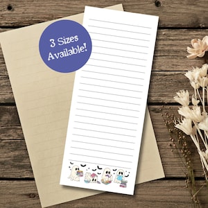 Bookish Ghosts With Bats Notepad, 3 Sizes of Tear Away Handmade Notepads Available