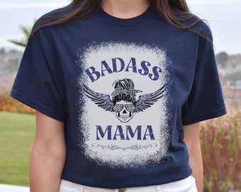 Badass Mama Skull Shirt, Women's Goth Skull T-Shirt, Sweary Gifts For Mom