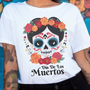 Dia De Los Muertos Floral Sugar Skull Shirt, Day Of The Dead Girl Skull T-Shirt