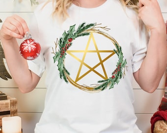 Yule Shirt, Winter Solstice Shirt, Winter Pentacle Shirt, Holiday Pentagram Shirt, Witch Christmas Shirt, Wiccan Holiday Shirt, Pagan Shirts