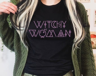 Witchy Woman Graphic Quote Shirt, Witchcraft Magic Shirt For Her, Wiccan Gifts For Her, Womens Mystical Witch T-Shirts, Witchy Symbol Tshirt