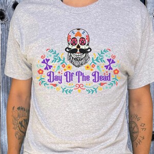Day Of The Dead Shirt, Moustache Sugar Skull Shirt, Dia De Los Muertos Shirt, Mens Halloween Shirt, Womens Halloween Shirt, Unisex Tshirts
