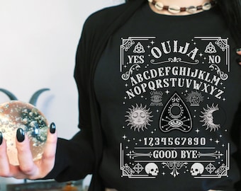 Black Spirit Board Shirt, Navy Spirit Board Shirt, Halloween Skull Shirt, Unisex Short Sleeve Shirt, Witchy Vibes Graphic Tee, Mystical Gift