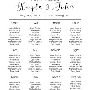 Minimalist Seating Chart, Customizable Template