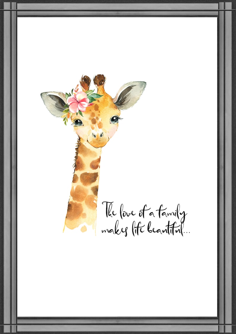 Cute Giraffe Digital Download Art Print Family Quote Etsy