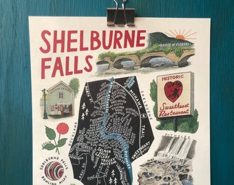 MAP ART / Art Print / Town Map Print / Shelburne Falls, Massachusetts / 01370