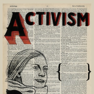 Art Print/ ACTIVISM - Greta Thunberg / Dictionary Art/Original was hand painted/ Original work scanned to digital print
