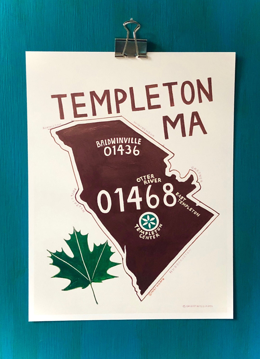 MAP ART / Art Print / Town Map Paintings / Templeton, Massachusetts