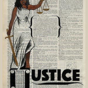 Art Print/ JUSTICE - Breonna Taylor / Dictionary Art/Original was hand painted/ Original work scanned to digital print