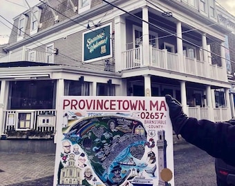 MAP ART / Art Print / Town Map Print / Provincetown, Massachusetts / 02657
