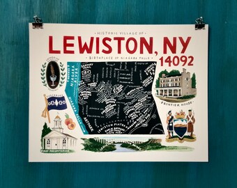 MAP ART / Art Print / Town Map Print / Lewiston / 14902