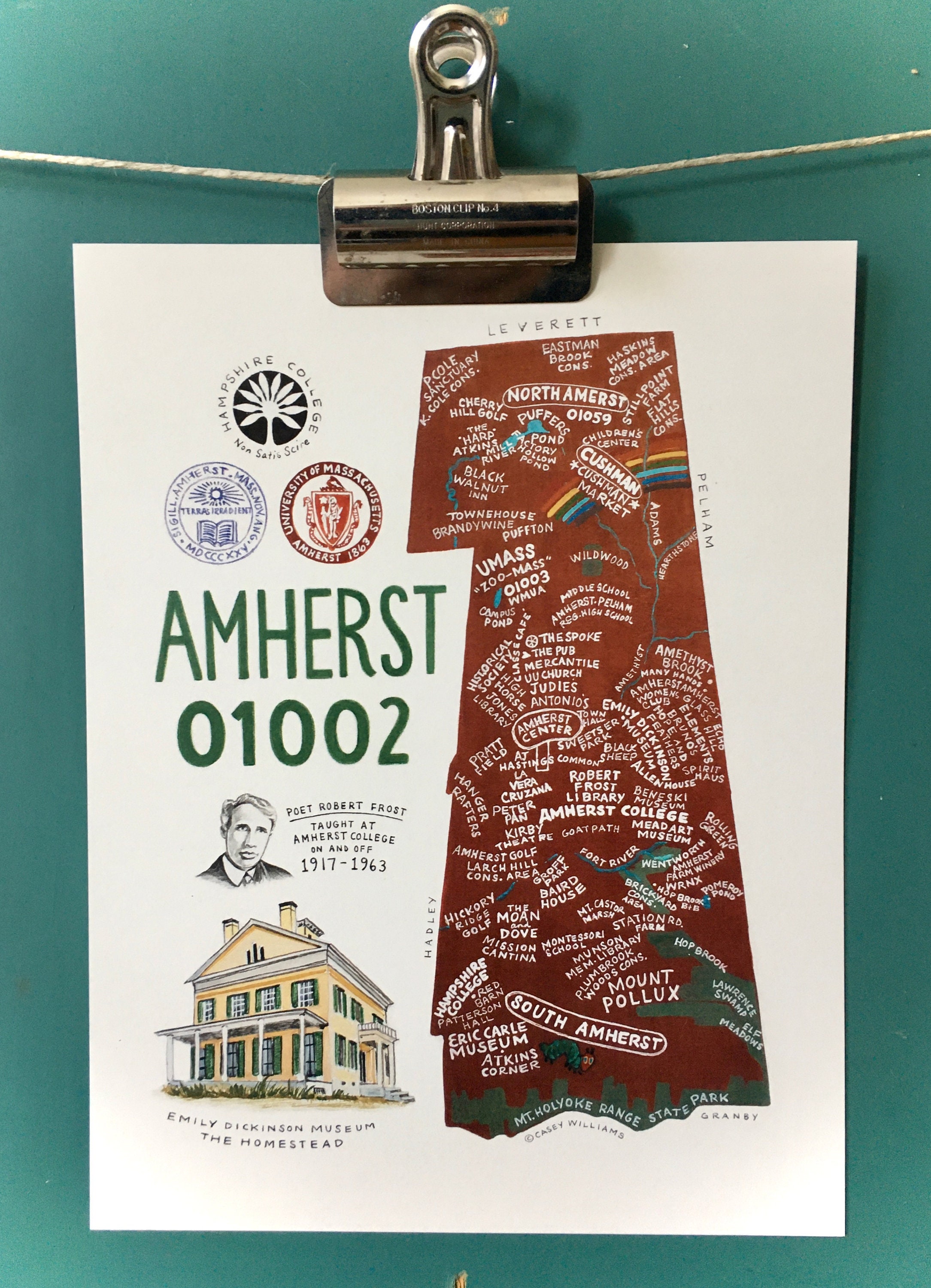 MAP ART / Art Print / Town Map Print / Amherst, Massachusetts / 01002 - Etsy