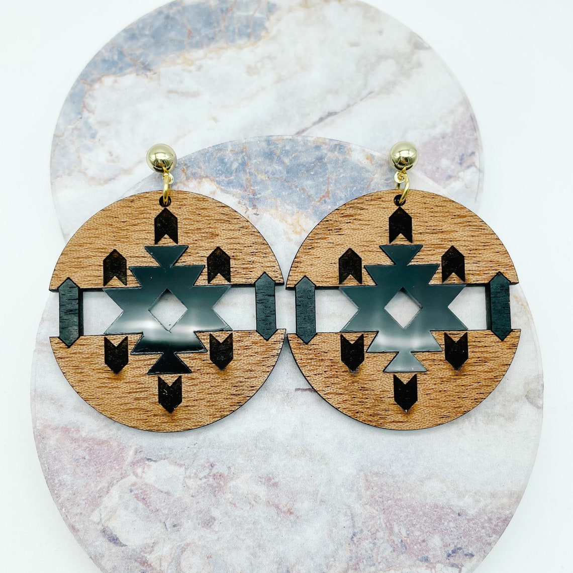 Wood Earrings / Boho Bohemian / Wood Jewelry / Laser Cut Etsy