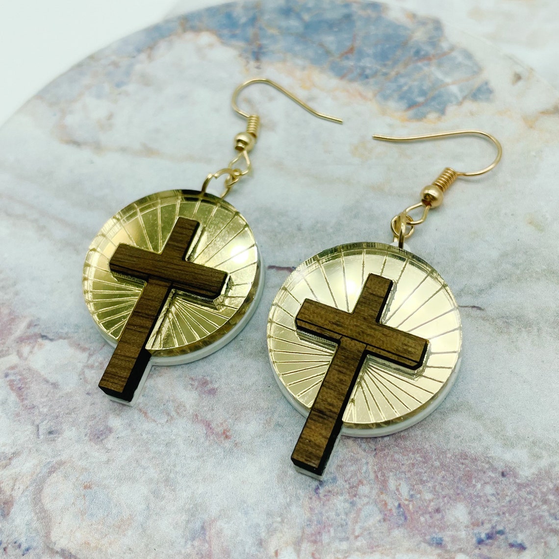 Cross Earrings / Faith Earrings / Easter Christian / Wood Etsy