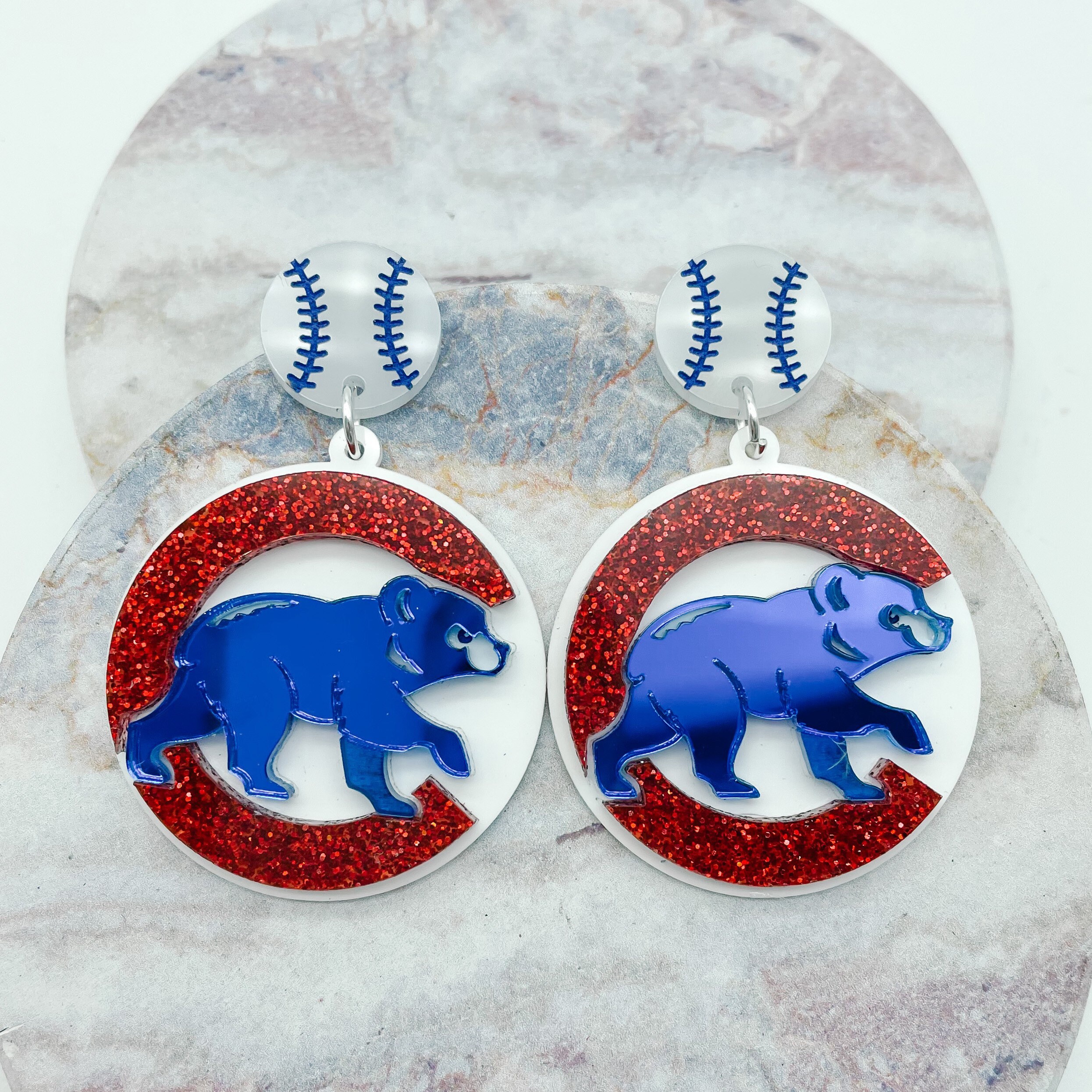 Chicago Cubs Earrings / Cubbies / Baseball / Sports Lover Etsy