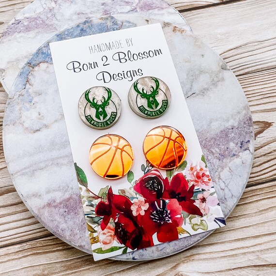 Milwaukee Bucks Earrings / NBA Champs / Wisconsin Sports / Etsy