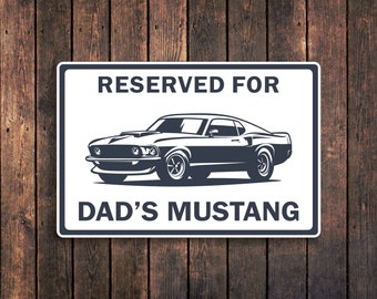 Dad Any Name Gift Car Lover Escort Focus ST Mustang Personalised Grey Ford Garage Vintage Small Tin Sign
