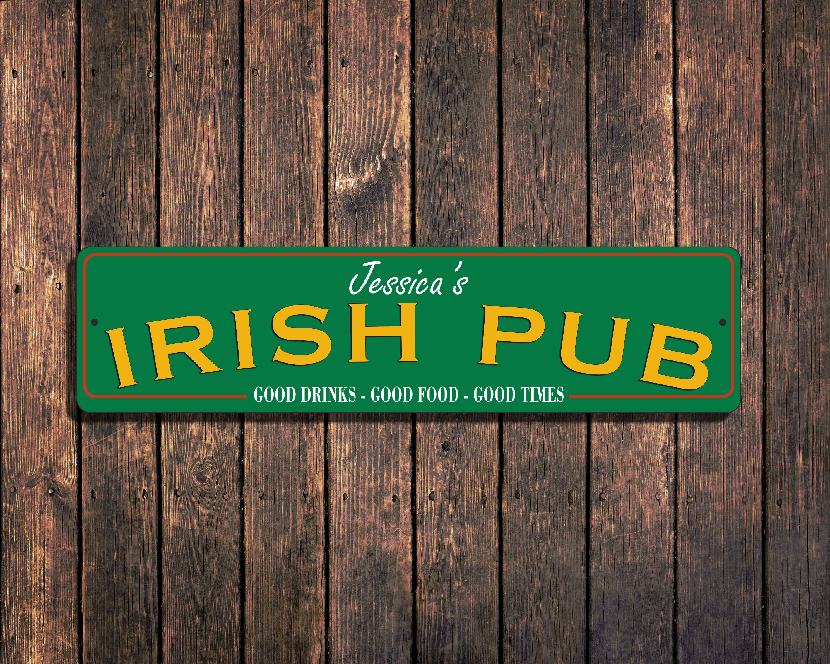 Irish Metal Street Sign for Pub Personalized Good Food & Good | Etsy