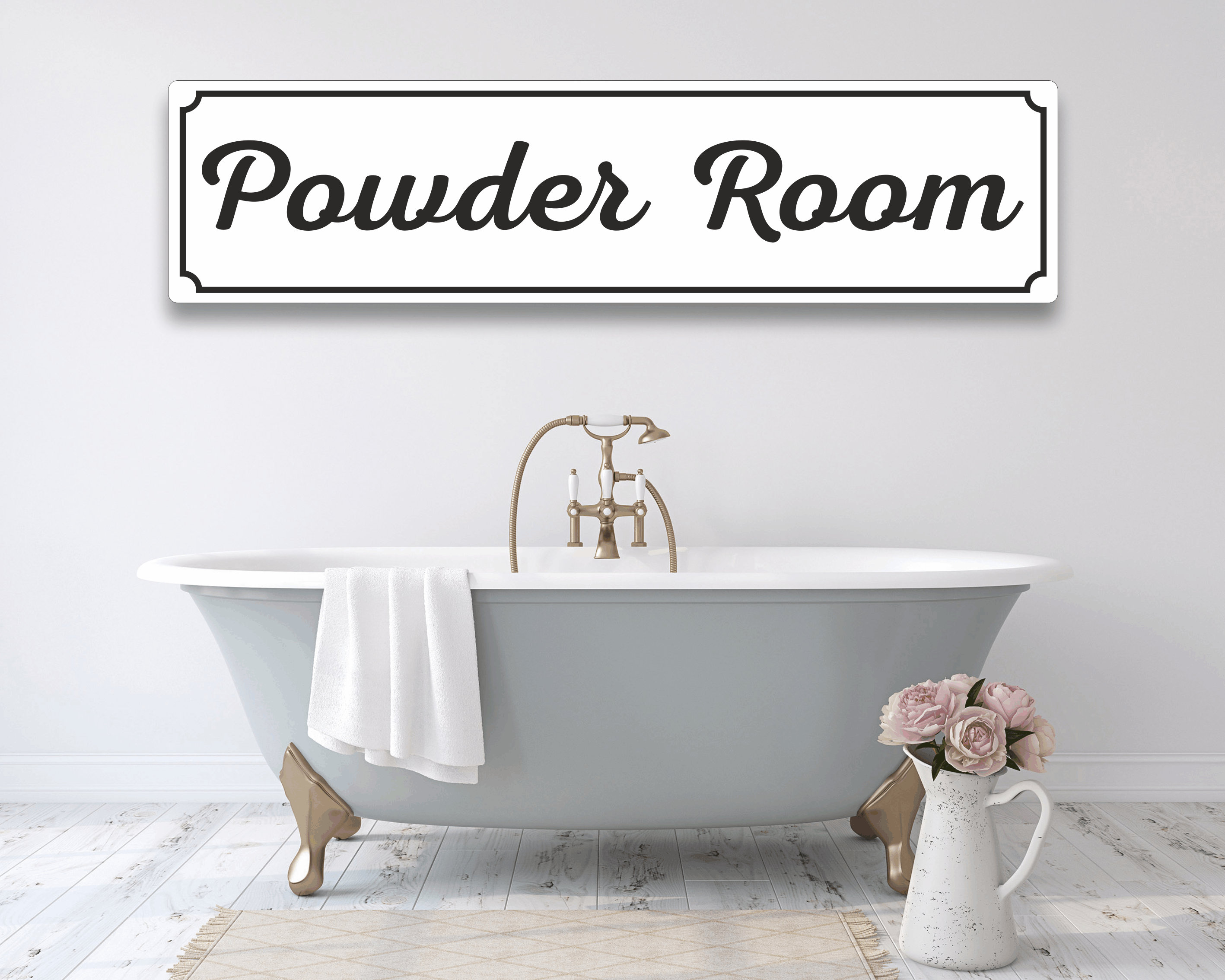 Powder Room Aluminum Sign Powder Room Decor Bathroom Wall Etsy