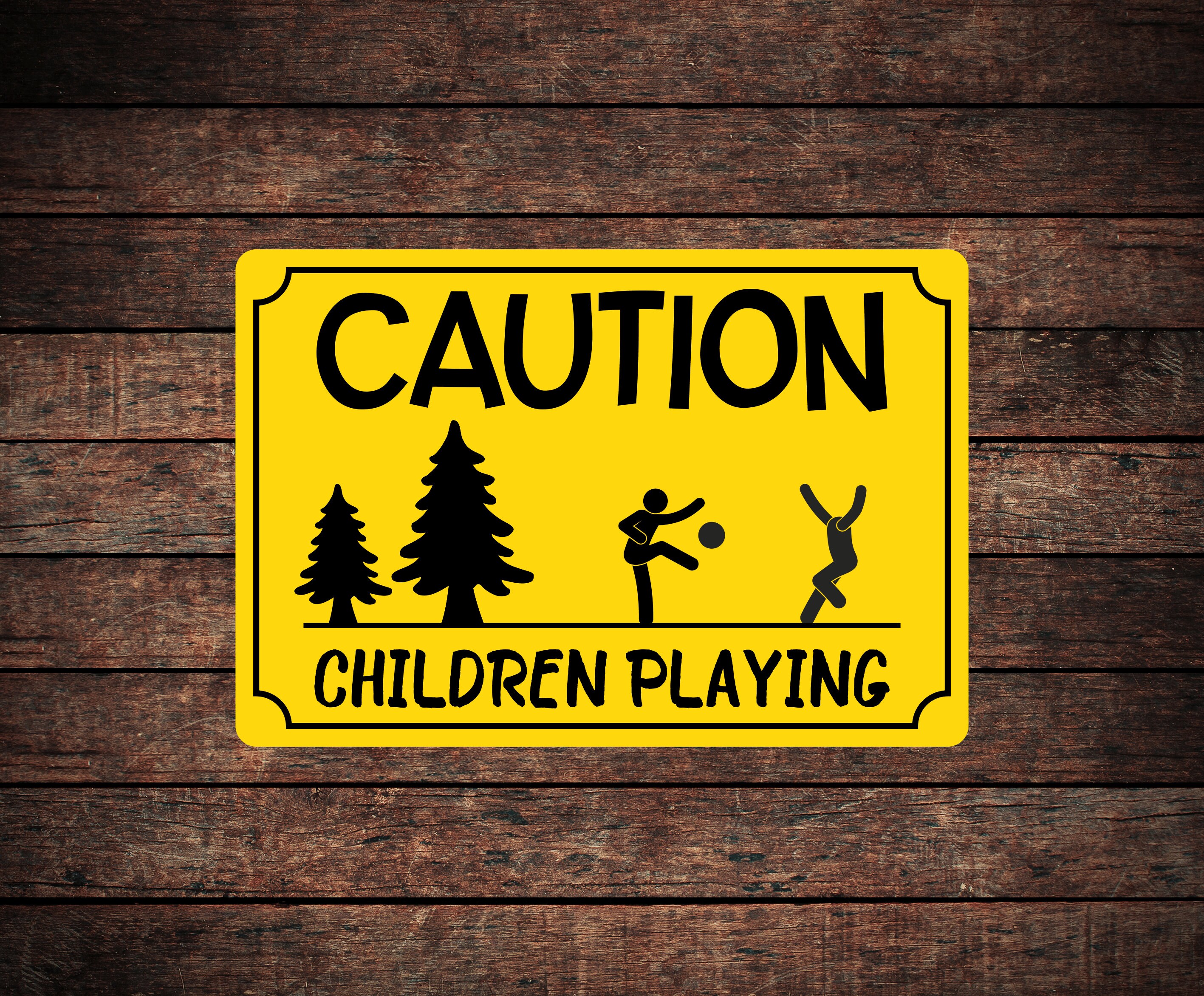 Funny Metal Sign CAUTION Children Playing Yellow Sign | Etsy