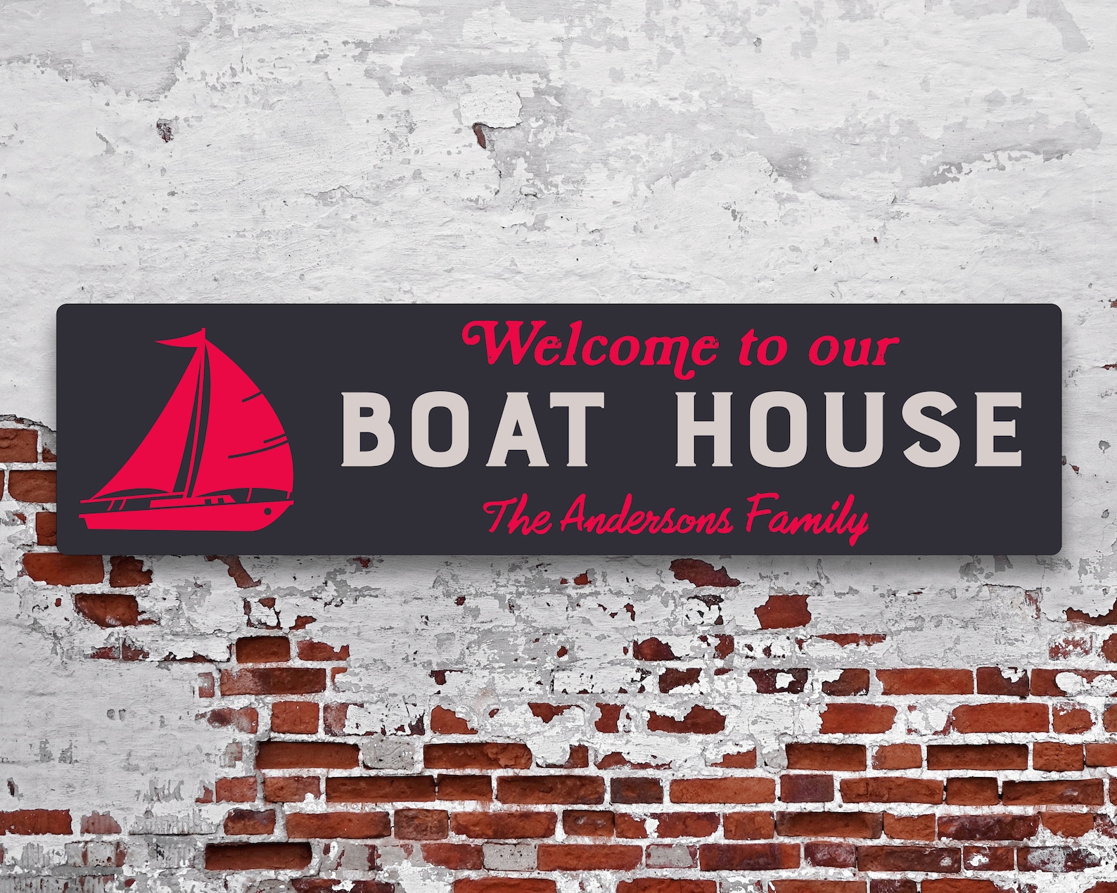 Boat House Sign Lakehouse Decor Personalized Family Name Etsy