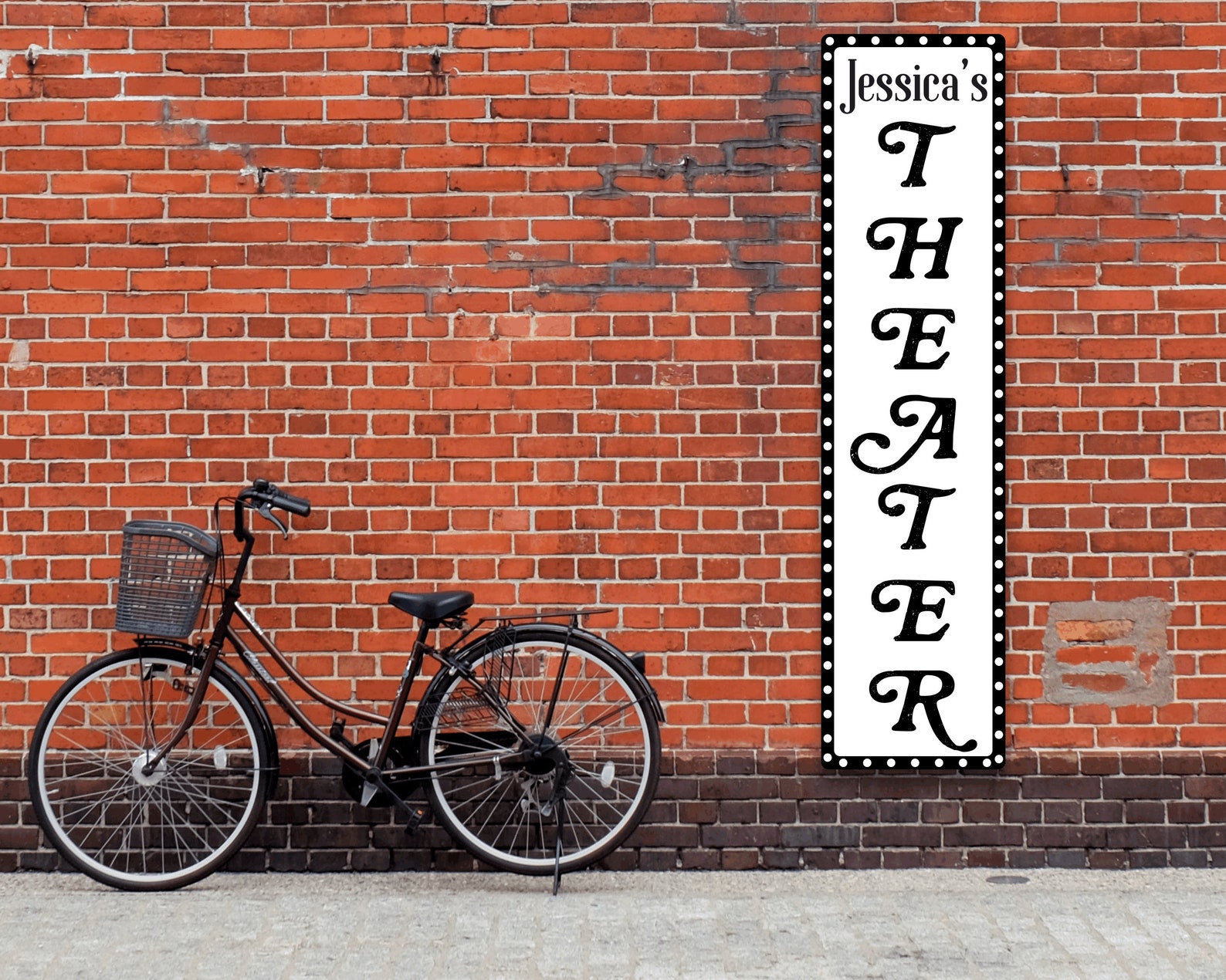 Theater Sign Vertical Personalized Name Sign Home Theater Etsy